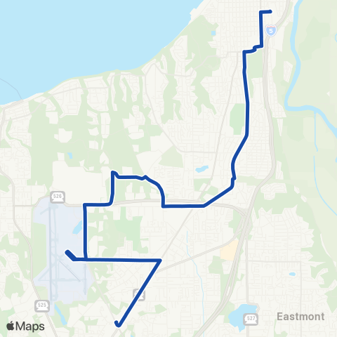 Everett Transit S to Evergreen Center - N to Everett Sta map