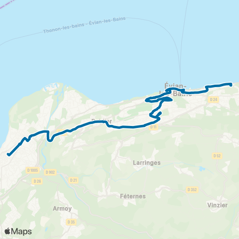 ÉVA'D Bus Thonon Pl. du Marché - Maxilly Petite Rive map