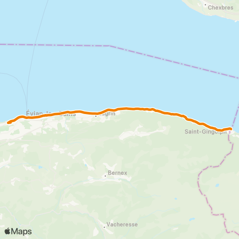 ÉVA'D Bus Évian Gare SNCF - St Gingolph Suisse Gare CFF map