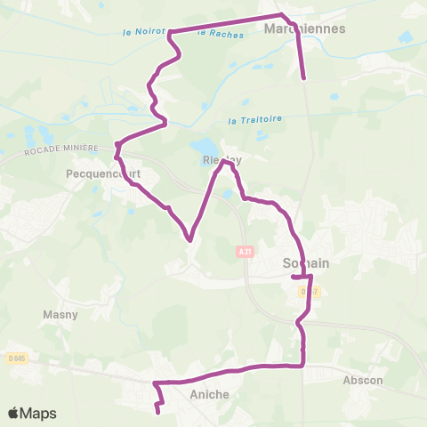 Évéole Marchiennes La Dondaine - Auberchicourt Chaufour map