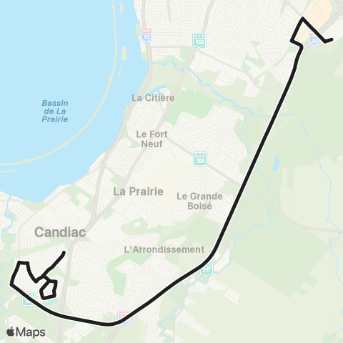 exo Le Richelain et Roussillon Candiac (Fouquet) - Terminus Brossard map