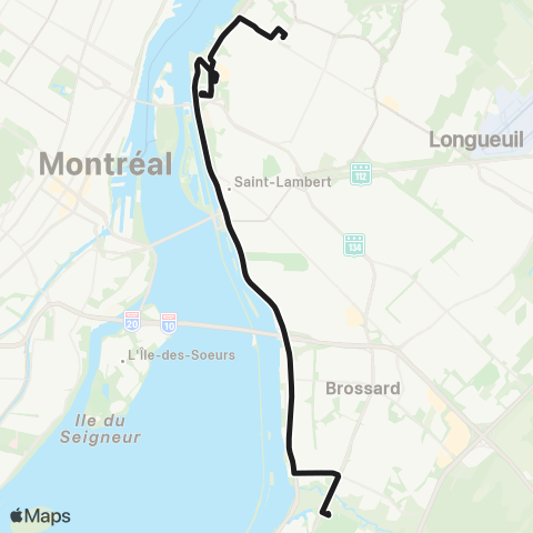 exo Le Richelain et Roussillon La Prairie - Longueuil (Cégep e.-Montpetit) map