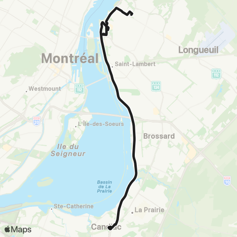 exo Le Richelain et Roussillon Candiac - Longueuil (Cégep e.-Montpetit) map