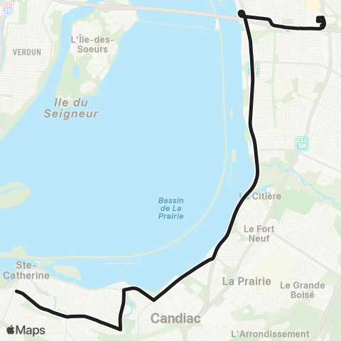 exo Le Richelain et Roussillon Ste-Catherine - Delson - Terminus Panama map