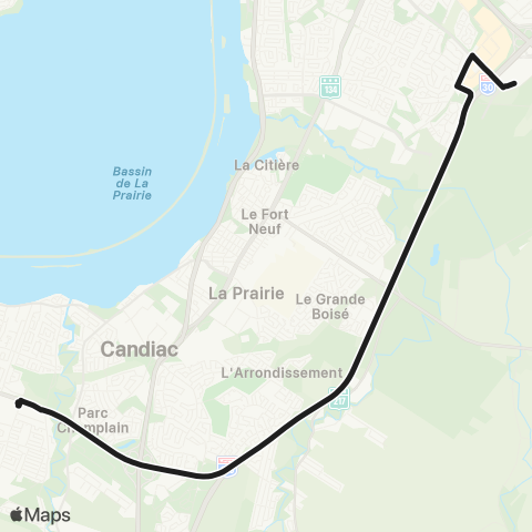 exo Le Richelain et Roussillon Delson - Terminus Brossard map