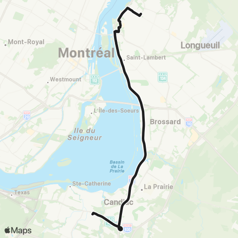 exo Le Richelain et Roussillon Delson - Longueuil (Cégep e.-Montpetit) map