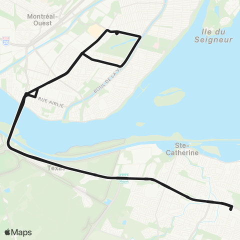 exo Le Richelain et Roussillon Delson - Montréal (Angrignon - Cégep A-Laurendeau) map