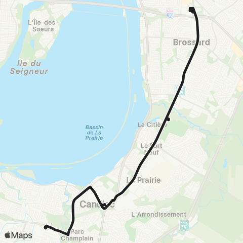 exo Le Richelain et Roussillon Delson - Candiac - la Prairie - Terminus Panama map