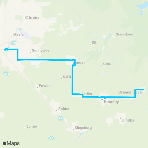 FCRTA Orange Cove Transit map