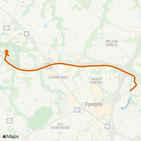 Fairfax Connector Wolf Trap Special Shuttle map