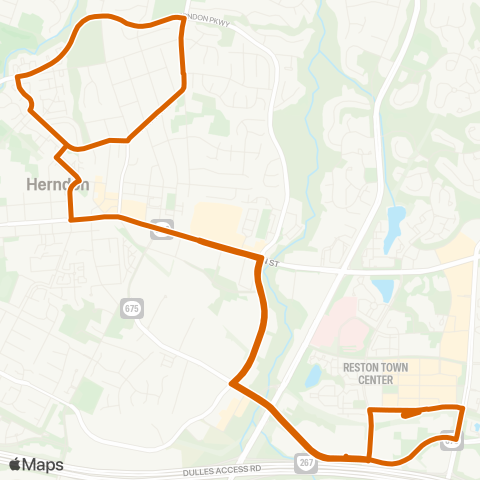 Fairfax Connector Herndon - Reston Town Center map