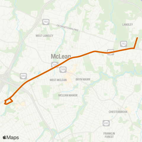 Fairfax Connector McLean - Langley map