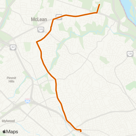 Fairfax Connector East Falls Church - Langley map