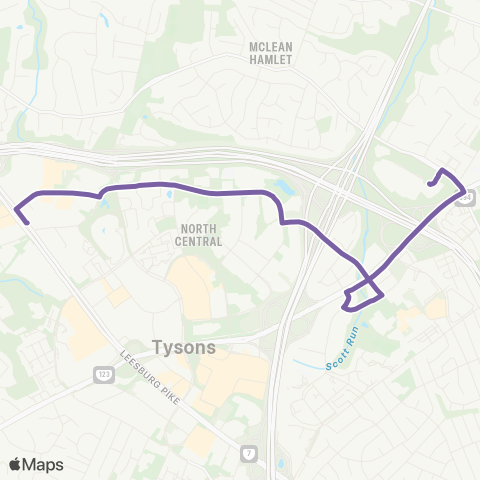 Fairfax Connector North Tysons - Spring Hill Metro map