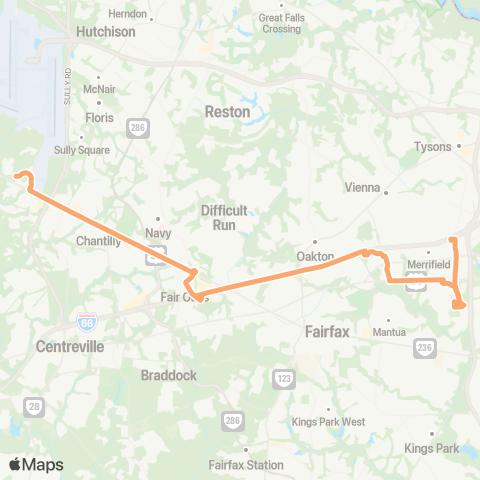 Fairfax Connector Chantilly - Dunn Loring map