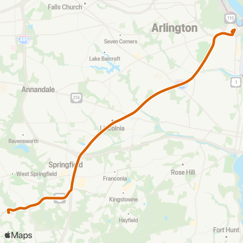 Fairfax Connector Gambrill - Pentagon Express map