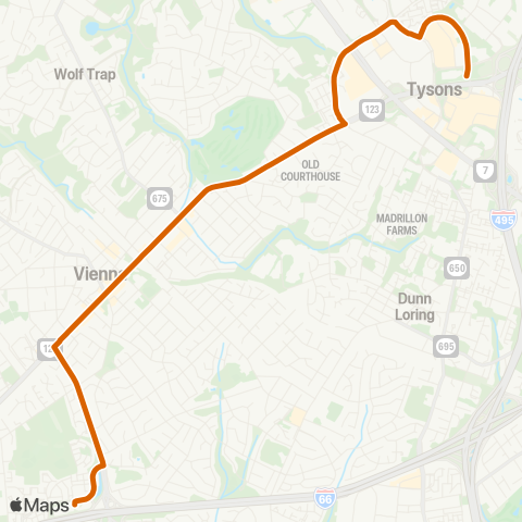 Fairfax Connector Maple Avenue - Tysons map