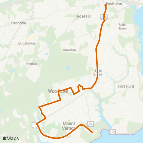 Fairfax Connector Engleside - Mt Vernon map