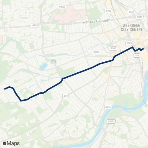 First Aberdeen Guild St (Stop M3) - Countesswells Close map