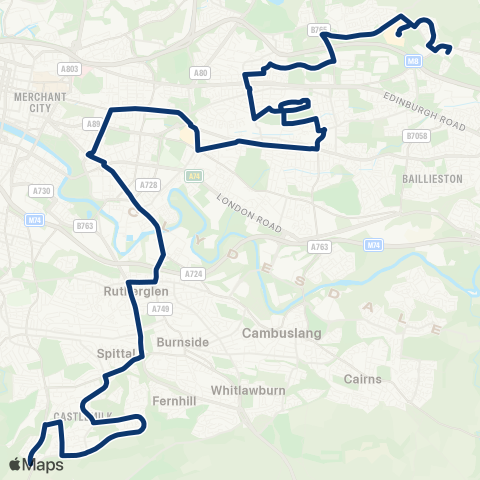 First Greater Glasgow Carmunnock By-Pass - Easterhouse Baths map