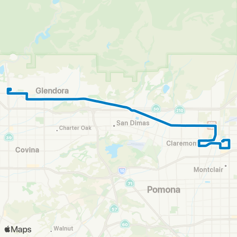 Foothill Transit Azusa - Claremont - Montclair Transit Cent map