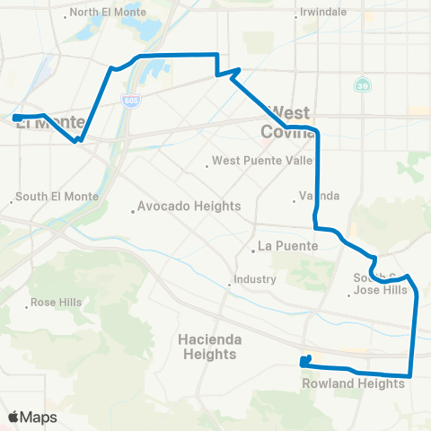 Foothill Transit Puente Hills Mall - W Covina - El Mont map