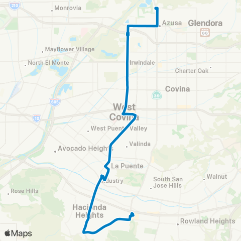 Foothill Transit Azusa – West Covina – Puente Hills Mall map