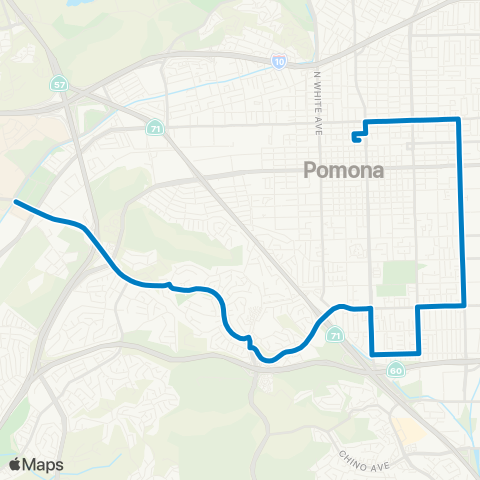 Foothill Transit Pomona Transit Center - via Reservoir St map