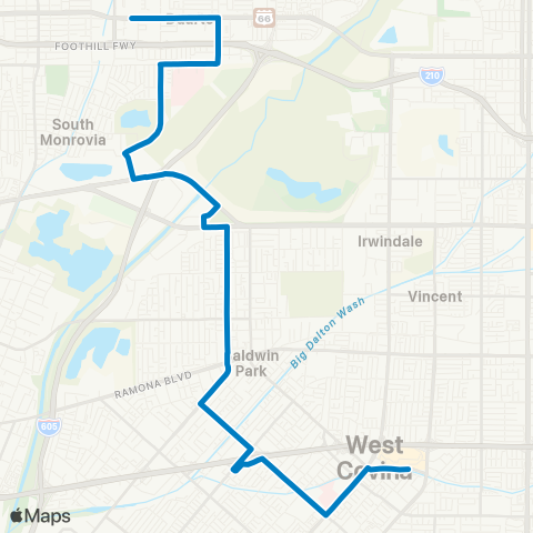 Foothill Transit Duarte-Baldwin Park-West Covina map