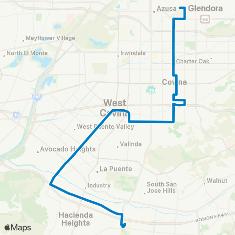 Foothill Transit Glendora - Azusa - W Covina - Puente Hil map