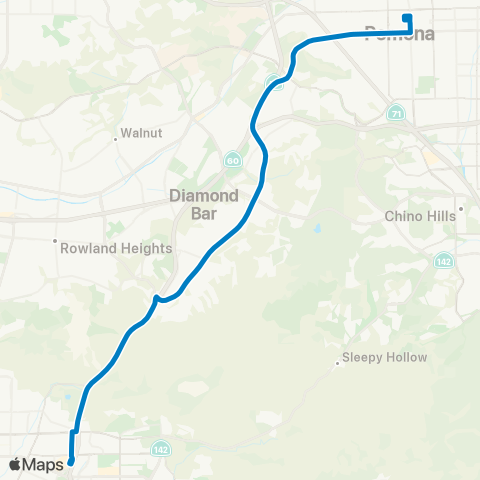 Foothill Transit Pomona TC - Diamond Bar - Brea map