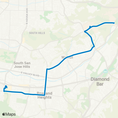 Foothill Transit Pomona - Walnut - Puente Hills Mall map