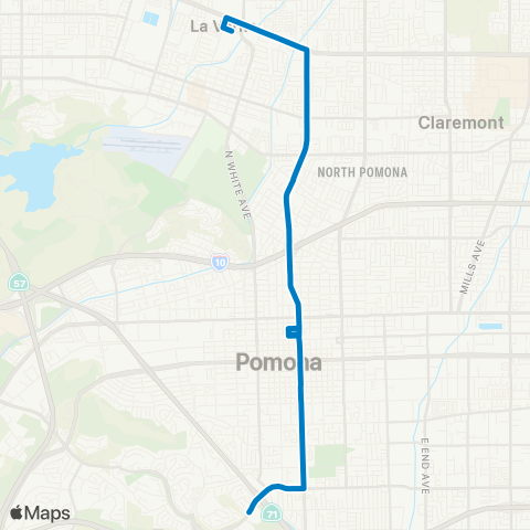 Foothill Transit La Verne - Pomona via Garey Ave map