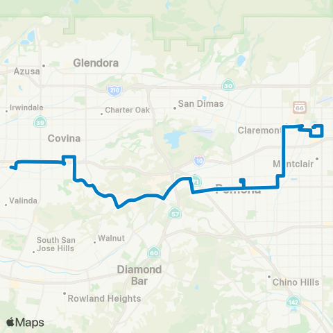 Foothill Transit West Covina– Pomona – Montclair Transit map