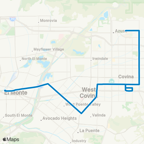 Foothill Transit Glendora – West Covina – El Monte Statio map