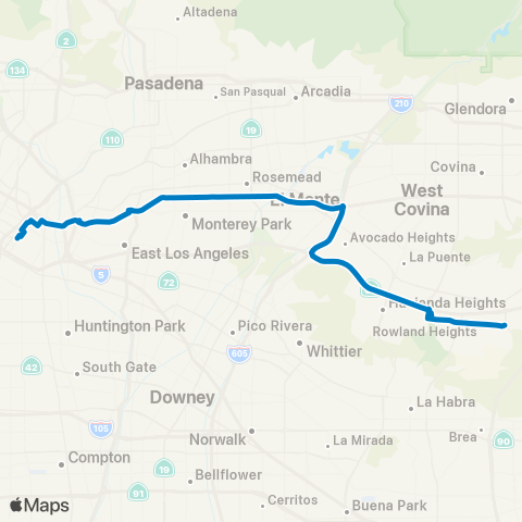 Foothill Transit Express Rowland Hts - Puente Hills Mall- map