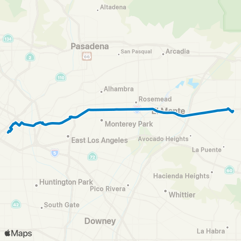 Foothill Transit Express West Covina - Downtown LA map