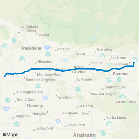 Foothill Transit Express Montclair - Fairplex-Dtwn L.A map