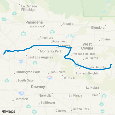 Foothill Transit Express Industry P&R - Downtown L map