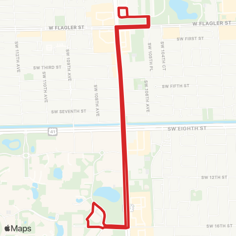 Florida International University CATS Route E map