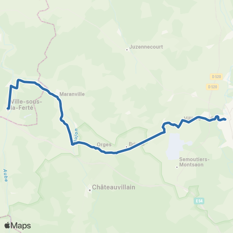 Fluo 52 Ville-sous-la Ferté / Clairvaux / Chaumont map