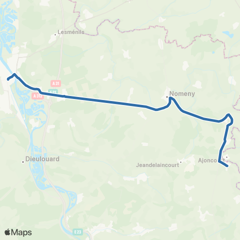 Fluo 54 Arraye-et-Han - Nomeny - Pont-A-Mousson map