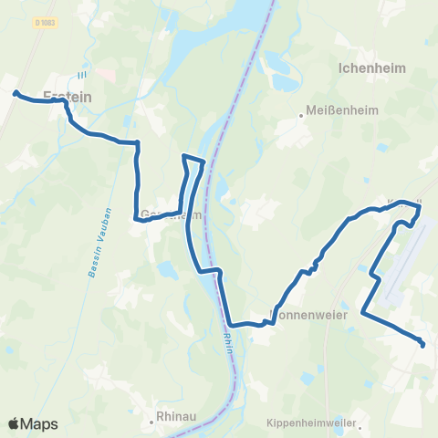 Fluo 67 Erstein - Lahr map