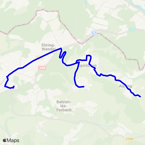 Forbus Forbach - Etzling - Spicheren - Alsting map