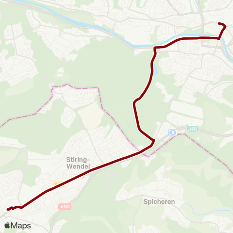 Forbus Forbach - Sarrebruck map