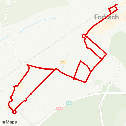 Forbus Forbach Gare routière - Zone Europa map