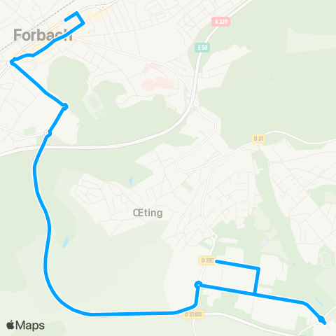 Forbus Forbach Gare rout. - Forbach Technopôle map