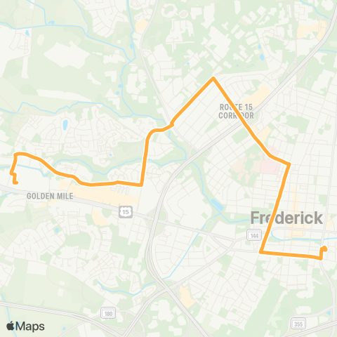 TransIT Frederick Towne Mall Connector via Prospect Blvd map