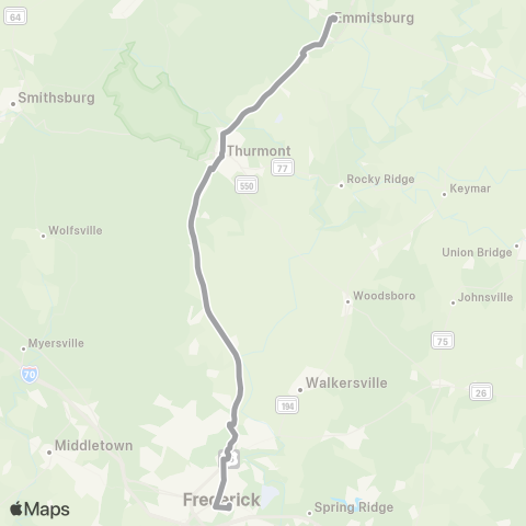 TransIT Emmitsburg Thurmont Shuttle map