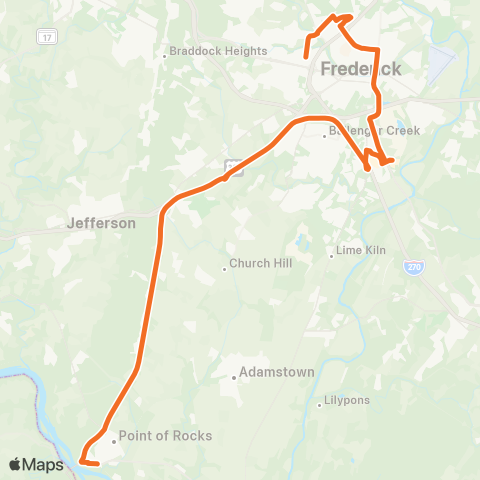 TransIT Point of Rocks Meet-The-MARC Shuttle map